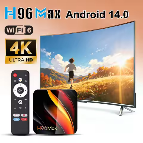H96 MAX H313 Smart TV Box Android 14 Quad-Core Allwinner H313 4K UHD WiFi 6 Streaming Media Player w