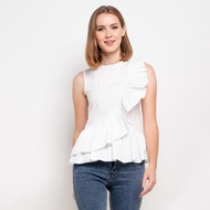 Avenue Women's Tops - Top S/Less Slide Ruffle - Korean Women's Tops - Korean Tops - Aesthetic Women'