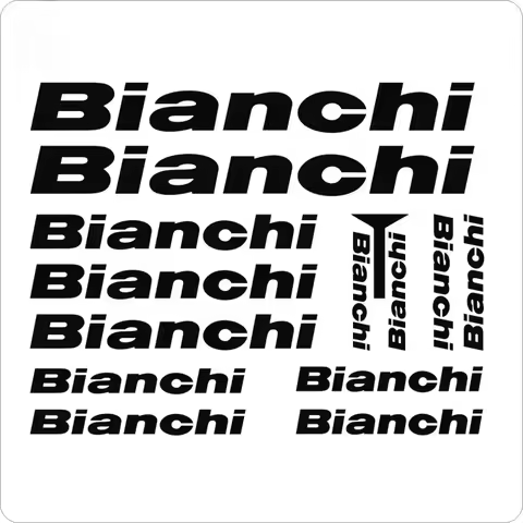 1SET 25cm Bianchi Letter Waterproof Vinyl Stickers Black White Red Silver Holographic Decals for Bik