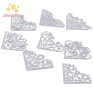PICESTADIO 8Pcs Corner Die Cuts, Corner Metal Flowers Die Cuts, Embossing Template Silver Butterfly 