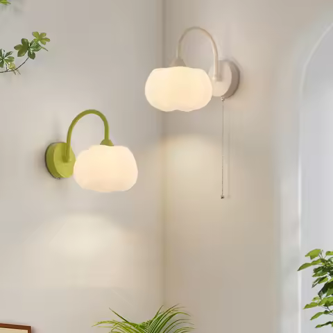 Modern Living Room LED Wall Lamps White Green Pull Chain Switch Bedroom Bedside Light G9 Kids Room C