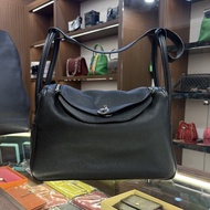 90%NEW USED HERMES LINDY 34 NOIR TC PHW 黑色銀扣 #愛馬仕