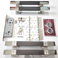 35CM FLAT SQUARE HOUSE DOOR HANDLE 35.06 KK JMJ COMPLETE SET (D451@2, D42, D41@2, D452)