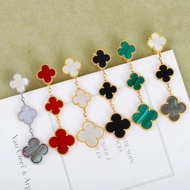 Van Cleef & Arpels Classic alhambra Series Golden Size Three Flowers Four Leaf Clover Natural Stone 