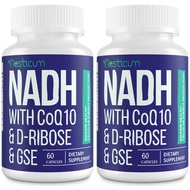 NADH 50mg + CoQ10 200mg + D-Ribose 150mg Supplement, Boosting NAD+ Supplements for Immune System, Ce