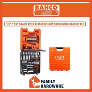 BAHCO S103 1/4" and 1/2" Square Drive Socket Set with Combination Spanner Set s103 s 103 S 103