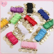 【Z*Star】 1Pcs Belly Dance Metal Coin Bracelets Belly Dancing Wrist Ankle Cuffs Bracelets Chiffon Gol