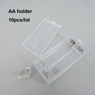 10pcs/lot  1.5v 2 port X AA AA Battery Holder Box Case with Switch 2 Slot 3V for DIY wire lead  SG12