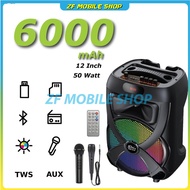 SING-E ZQS-12146 12inch Outdoor 50W Super Bass RGB Light Strong Bass Bluetooth Speaker with Karaoke 