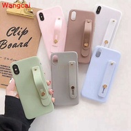 For OPPO R17 Pro R15 A3 Phone Case Candy Color Bracket Wrist Strap Holder Cute Soft Silicone TPU Case Cover