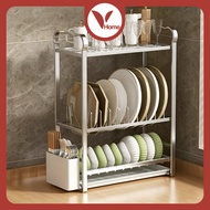 Vhome 3Tingkat Rak Pengering Pinggan Keluli Tahan Karat Kaunter Dapur Dengan Kotak Kutleri/Space Sav