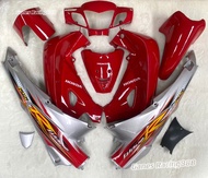 ชุดสีเวฟ125r แดงสด ท้ายบรอน + คางหมู  (เบ้ากุญแจกลม) ลายปีเคลือบแท้งานAAAพ่นเคลือบด้วยเครื่องจากโรงง