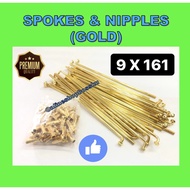 9 X 161 SPOKES GOLD 9X161 SPOKES & NIPPLES GOLD 9 X 161 RANTING GOLD 9-161 RANTING EMAS 9X161 SPOKES