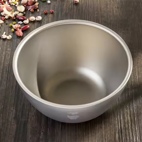 Keith-Ultralight Portable Titanium Double-Wall Bowl, Outdoor Picnic Camping Tableware Titanium Rice 