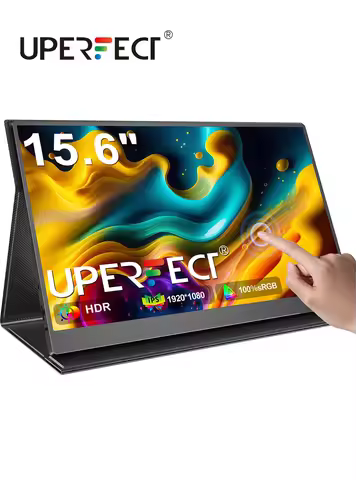 UPERFECT 15.6" Touch Screen Portable Monitor FHD 1080P IOPS Speakers with HDMI USB-C Eye-Care Travel