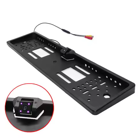 EU License Plate Frame Backup Camera 4-LED Night Vision Rear View Waterproof Auto Accessories