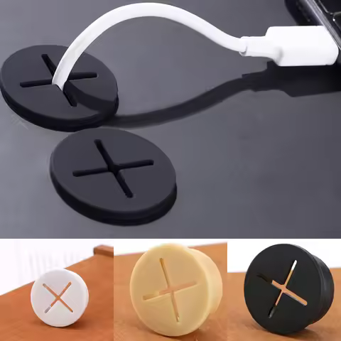 Round Flexible Silicone Cable Cord Grommet Rubber Grommets Table TV Console Hole Cover Wire Organize