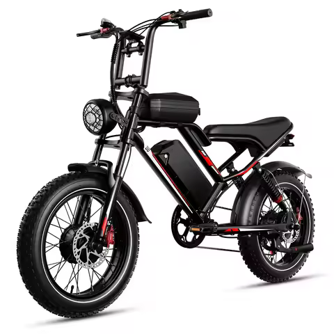 Dual Motor Electric Bike for Adults, 20" Fat Tire Ebike with 1200Wh 48V 25Ah Removable Battery, 19MP