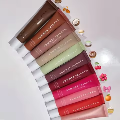 Summer Friday's Pink Guava Sweet Mint Lip Balm Transparent Lipstick Set Smooth Soft Tube Mirror Lip 