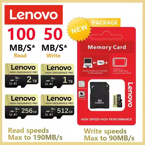 Lenovo SD Memory Card 2TB 1TB Class 10 High Speed Micro TF Card 1TB 512GB For Nintendo Switch PC Sma