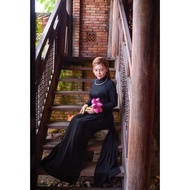Traditional black 2p plain ao dai