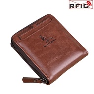 〖ahlsen wallet〗 Men 39;s Wallet Zipper Men Leather RFID Blocking Mini Coin Purse Male Business Credit Card Holder Bag Man