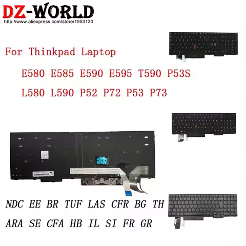 Black Keyboard For Lenovo Thinkpad E595 E580 E585 E590 T590 P53S L580 L590 P52 P72 P53 P73 01YP665 0