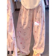 HelloKitty Curved Pants Striped Casual Pants Pajama Pants Women Long Pants KT Cat Women Can Wear Out
