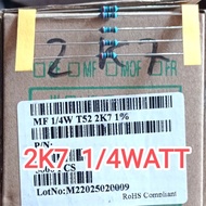 Metal Resistor 2K7 1/4Watt MF 1/4W T52-2K7-1% Taiwan Resistor