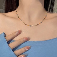 [longxiang001.my] Necklace [People Praise] Minimalist Rainbow Beads Chain Necklace Women's Trendy Cl