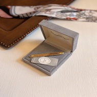 Dior 迪奧 中古老花金色木紋雕刻領帶夾 (附原裝盒及吊牌)