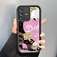 HP VIVO V23 5G V23i 5G V23E 4G V23E 5G Y75 4G Case Pink Love Silicone Softcase Heart Words Motivatio