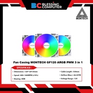 PUTIH Montech GF120 ARGB PWM 3 in 1 Casing Fan - White