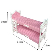 Barbie doll accessories, European style princess bed, double decker double bed, bedro芭比娃娃配件欧式公主床上下铺双层双人床卧室家具女孩过家家玩具11.20