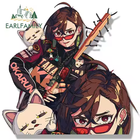EARLFAMILY Gothic Punk Momo Ayase Fanart Car Sticker Hot Anime Turbo Granny Cat Decal JDM Graffiti H