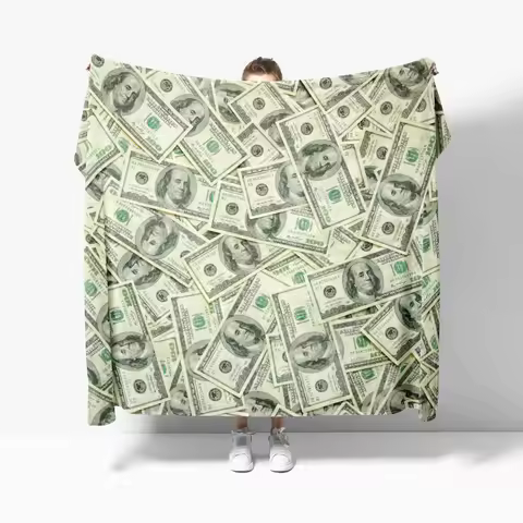 Money Backdrop US Dollar Banknotes Benjamin Franklin 100 Dollar Throw Blanket Cozy Soft Lightweight 
