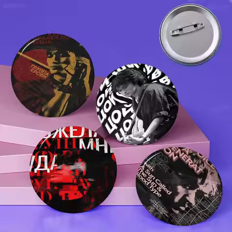 Viktor Tsoi Singer Cartoon Brooches Anime Badge Round Handmade Brooch Lapel Pins Jewelry For Backpac