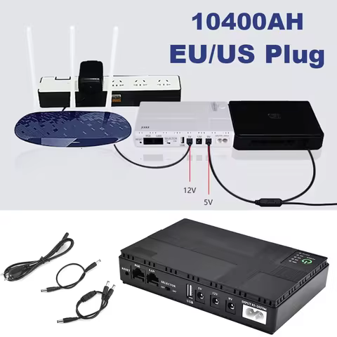 Mini UPS Battery Backup 10400mAh Uninterruptible Power Supply for Security Camera Router WiFi Camera