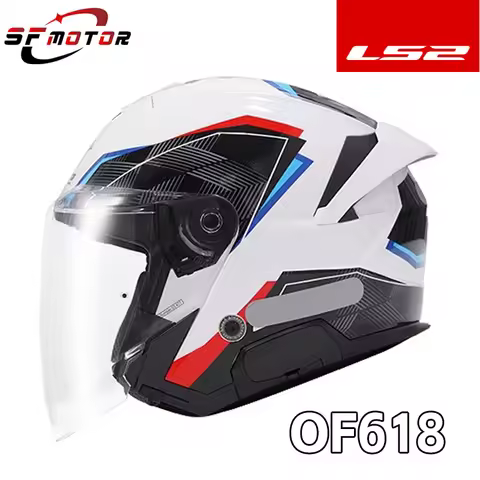 New LS2 OF618 Motorcycle Helmet 3/4 Double Visor Helmets E-bike JET Scooter Casco Ls2 of618 Summer C