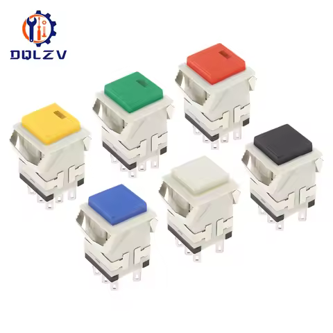 17.2*17.2mm 3A/250V 6A/125V Snap-in 2NO2NC Momentary Square Push Button Switch With LED Light Plasti