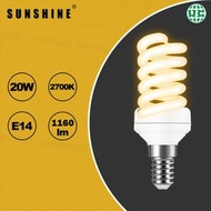 S20E14W 慳電膽(螺旋型燈膽)20W / E14細螺頭 黃光2700K 【香港行貨】