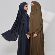 SARA | QAISARA KHIMAR SET [JUBAH + KHIMAR] | FREE SIZE 45KG-100KG | UMRAH HAJI {SATIN SILK}