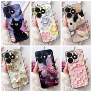 ITEL A50 A50C A667L A669L Cute Cat Butterfly Flower Pattern Case ItelA50 ItelA50C Black Silicone Sof