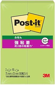 3M 500SS-LE Post-it Sticky Notes, Strong Adhesive, Thin, Light Green, 3.0 x 1.0 inches (75 x 25 mm),