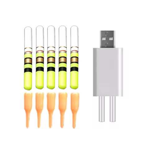 5pcs/lot Fishing Float Light Stick With 2 Rechargeable CR322 Battery Green / Red LED Luminous Fishin