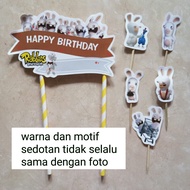 Birthday cake decoration cake topper, a set of invasion rabbids characters