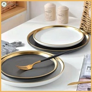 8/10inch Ceramic Dishes Dessert Plate Salad Steak Plates Porcelain Food Plates White/Black Tableware