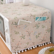Microwave Oven Cover Anti-dust Cover Pastoral Cotton Linen Fabric Flower Oven Cover Electric Oven Co
