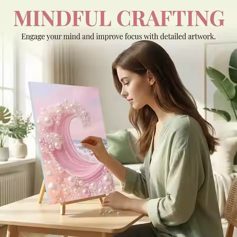HUACAN Pearl Diamond Painting Wave Landscape 30x40cm Unframe Unfinished Diy Kits Beaded Rhinestone D
