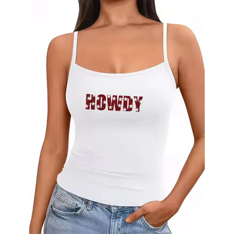 Howdy Star Independence Day Tank Tops Set Western Cowgirl Black White Graphic Sleepwear Club Wear St